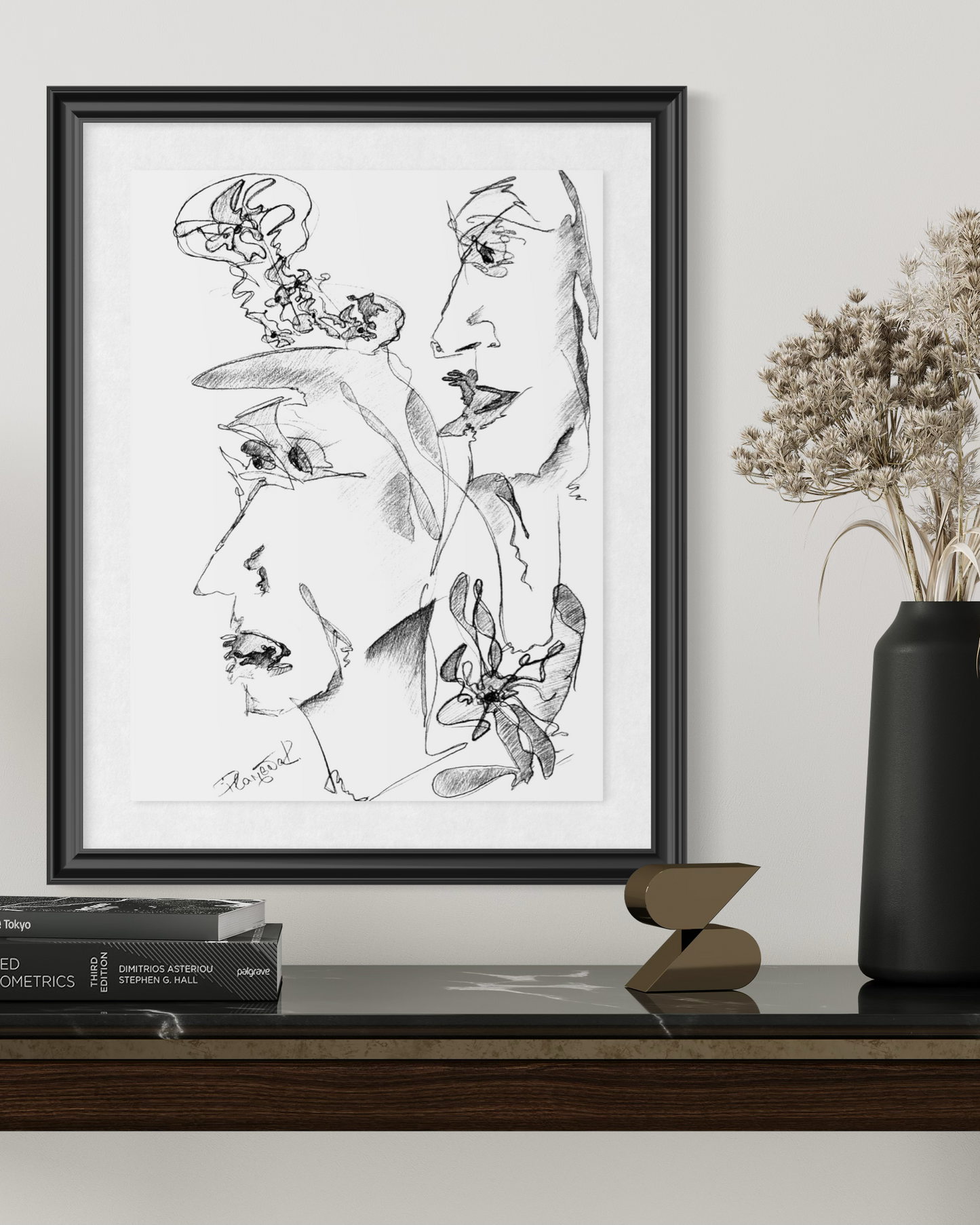 Expressive abstract drawing exploring transformation, memory and identity through gestural line work.