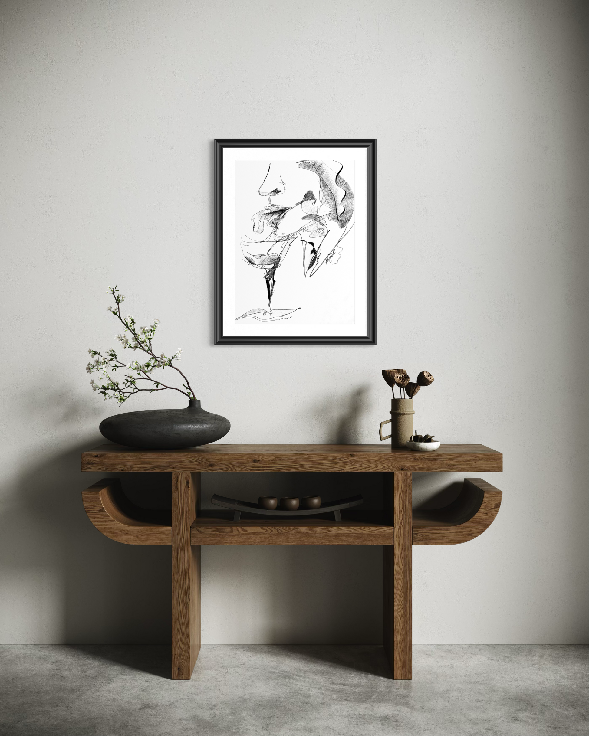 Modern abstract drawing inspired by personal transformation and the evolving nature of identity.