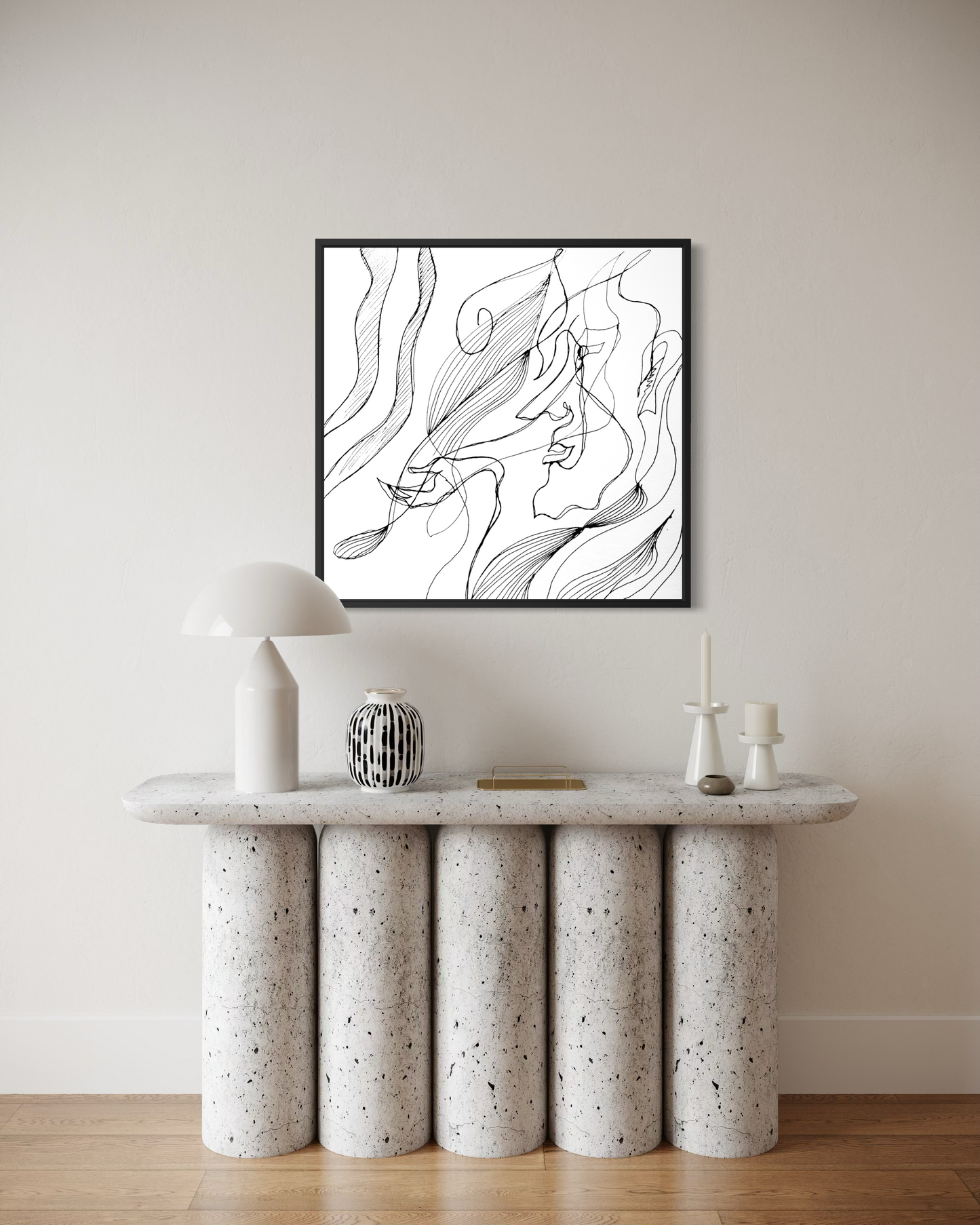 Fine art drawing from the Fragments of Becoming collection combining expressive abstraction and contemporary design.