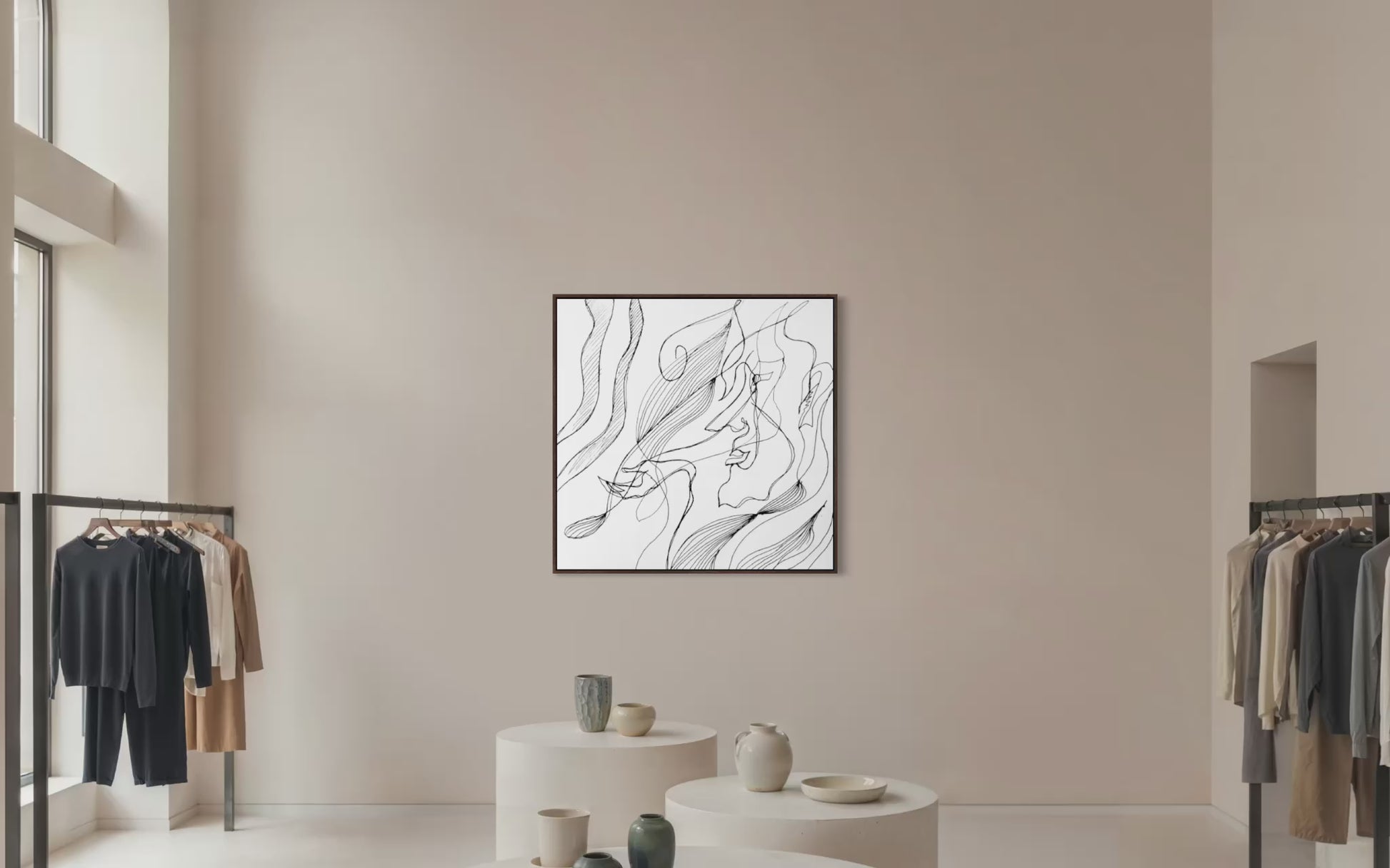 Expressive black and white artwork created for collectors of contemporary abstract art and modern interiors.