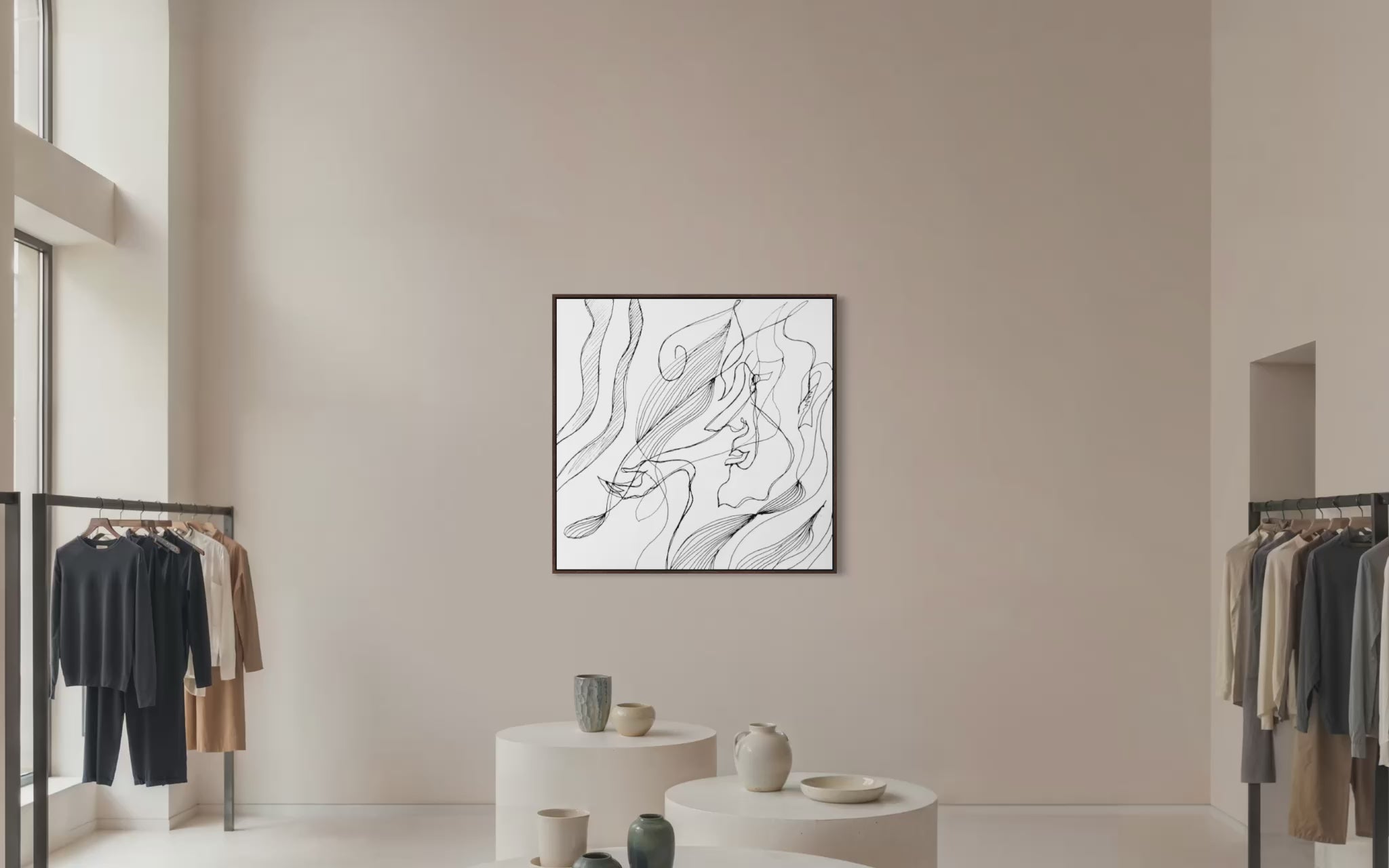 Load video: Expressive black and white artwork created for collectors of contemporary abstract art and modern interiors.