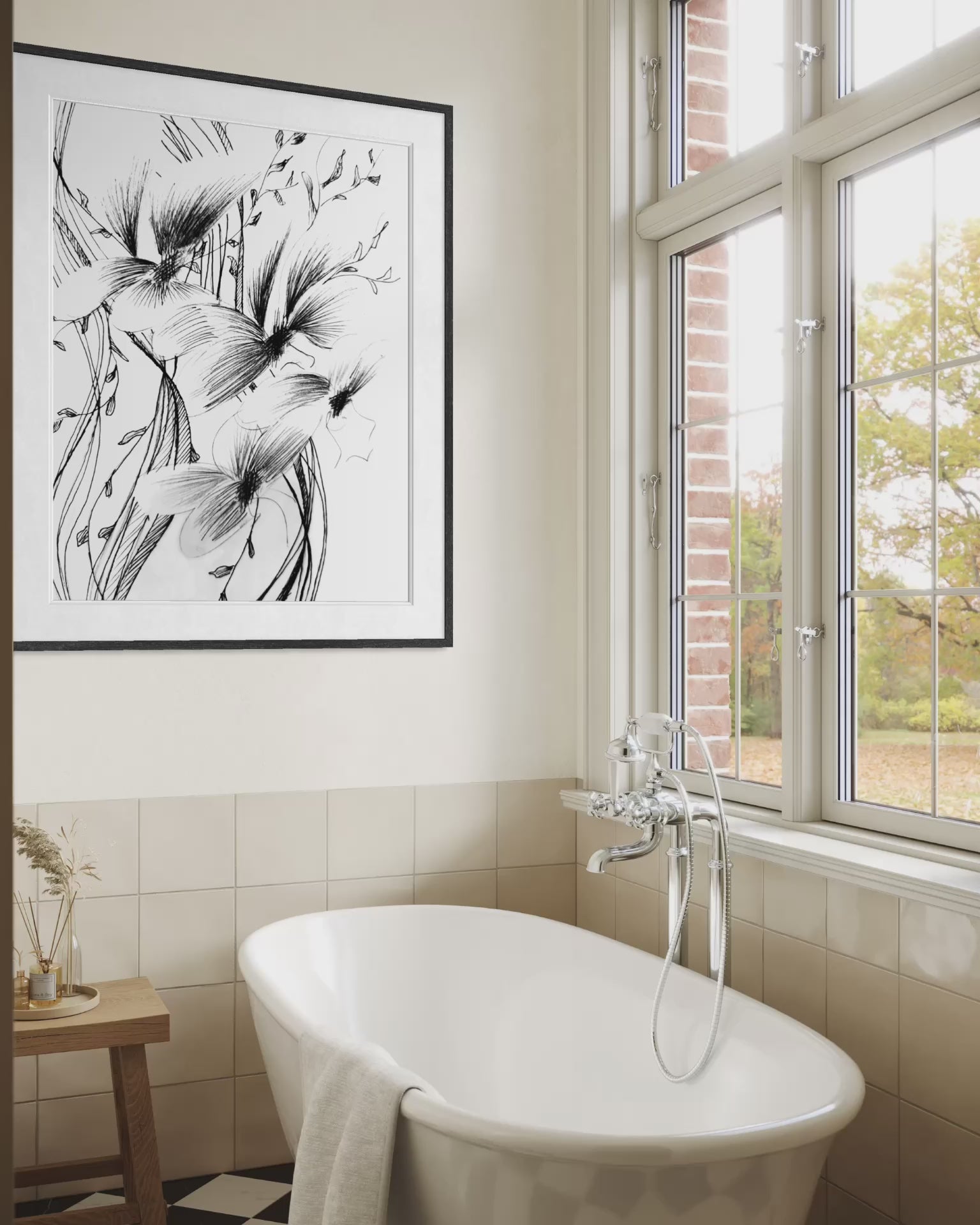 Original contemporary drawing with expressive brushwork and abstract organic composition.