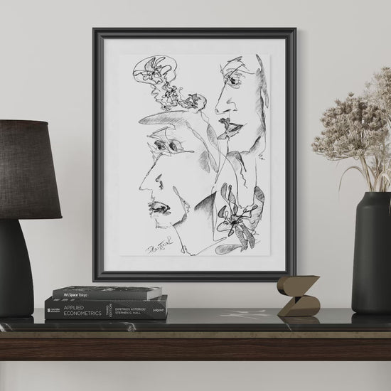 Fine art drawing from the Fragments of Becoming series created with expressive mixed media techniques.
